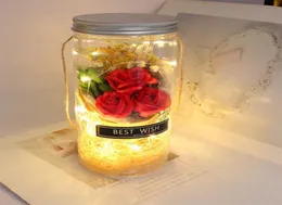 Zachowane mydło kwiatowe Rose LED Valentine039s Day Birthday Gift Immortal RGB Lekka wielokolorowa kopuła prawdziwa wieczna Rosesa592876361
