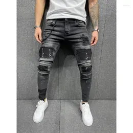 Jeans pour hommes Mode Pantalon confortable Crayon Denim Pantalon Hip Hop Jogging Fitness Hommes Casual Ripped Hole