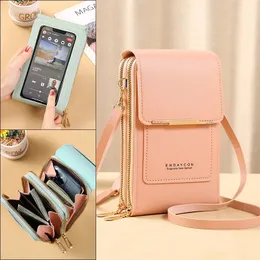 女性の収納バッグクロスボディショルダーバッグウォレットタッチスクリーン携帯電話財布のソフトレザーストラップハンドバッグ