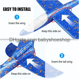 Novelty Games Toyly Led Airplane Toys 17.5 Large Throwing Foam Plane 2 Flight Mode Glider Outdoor Toy For Kids Flying Gift Boys Girls Amzxs