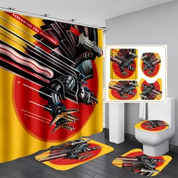 Organisation Cavving 3D Print Judas Priest Dusch Curtain Vattentät badrumsgardin Antislip Badmatta Set Toalettmattor Mattor Heminredning