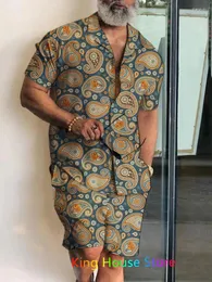 Men's Tracksuits Men Hawaiian Luxury Shirt Set Summer Holiday Clothes For Short Sleeve Button Oversized Beach Shorts 2 Piece