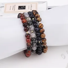 6MM Natural Stone Tiger Eye Beads Strands Adjustable Bracelet for Wholesale