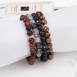 6mm natursten tiger ögonpärlor strängar justerbara armband för grossist