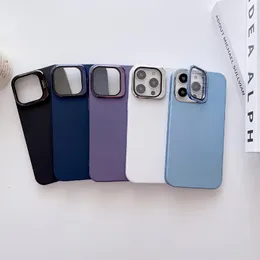 iPhone 13 14 Pro Frosted PC Kickstand 용 보이지 않는 금속 홀더 전화 케이스 카메라 렌즈 필름을 가진 보호 커버