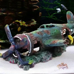 Decorazioni Fighter Fish Tank Decorazione Artigianato in resina Relitto Nascondi grotta per pesci Gamberetti Acquario Ornamenti paesaggistici