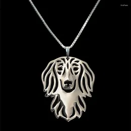 Pendant Necklaces Long Haired Dachshund Necklace Dog Jewelry Women Friend Choker 10pcs/Lot