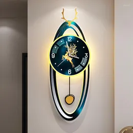 Duvar Saatleri Aydınlık Büyük Boyut Saat Modern Lüks Tasarım Sarkaç Art İzle Benzersiz Estetik Horloge Oda Dekorasyon