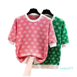 2023-Summer Fashions Womens Knits Tees Women Crew Neck T Shirts رسالة طباعة رسالة فاقة