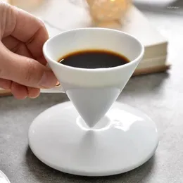 Cups Saucers Pure White Espresso Coffee Special-shaped Cup Saucer Spoon Delicate Home Ins Wind Tea Restaurant Decoration Ceramic