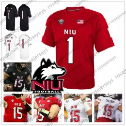 Northern Custom Illinois Huskies NIU Football Any Name Number Red White Black 3 Tyrice Richie 12 Ross Bowers 15 Marcus Childers Jersey 4Xl High