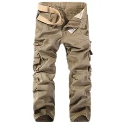 Calças masculinas calças de carga masculina casual multi-bolso algodão geral calças fácil lavagem outono exército verde joggers calças masculino gota 231127