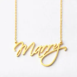 Pendant Necklaces Name Neckalce Dainty Personalized Jewelry Custom Children Name Neckalce for Mom Tween Girl Christmas Gift 231127