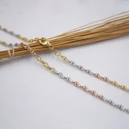 Kedjor 18K Solid Gold Anchor Chain Women Necklace 17 "Pure 18kt Multi-Tone 2,8mm 3,5-3,7 g present till fina smycken