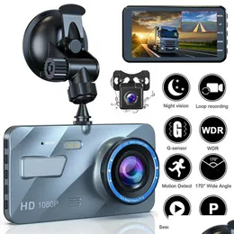 Car Dvr A10 4 Inch Hd 1080P Dual Lens Video Recorder Dash Cam Smart G-Sensor Rear Camera 170 Degree Wide Angle Tra Resolution Drop D Dhcvh