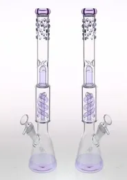 Реальные изображения Стеклянные бонги 37 см Водопроводные трубки Downstem Чаша 188 мм Процентный курительный стакан Бонг Фиолетовые стеклянные бонги Пьянящие мазки 9150973