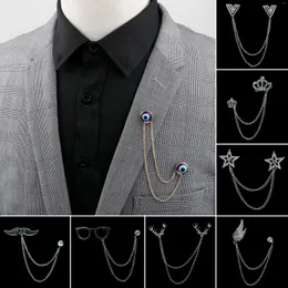 Brooches Man Chain Lapel Pin Suit Shirt Collar Tassel Star Glasses Wing Brooch Badge Retro Pins Wedding Party Dance Neckware Accessories