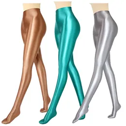 Mangings 2021 Candy Color Women Women Oily Lustre Spacchi di collant Skinny Wetlook opaco sexy High Waist Capris Legings elastici lisce