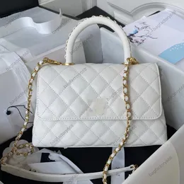 10a Top Crossbody Designer Bags Luxurys handväskor läder romb med stor kapacitet vanlig vit mode klassisk klaffväska 24 cm presentförpackning förpackning kvinnor läder tote