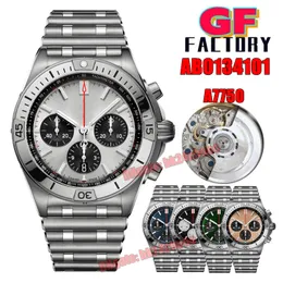 GF Factory Watches Chronomat 42mm Chronograph Automatisk ETA7750 MENS Titta på silverdialer Rostfritt stålarmband Gents armbandsur