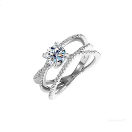 anelli anello di design per donna argento sterling 925 1CT VVS anello moissanite passaggio diamante tester anello d'amore 3 anello anello di fidanzamento per unghie gioielli di design di lusso formato USA 5-10