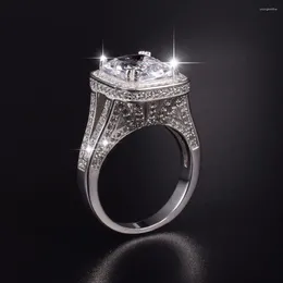 Pierścienie klastrowe luksusowa biżuteria 925 srebrny ślub dla kobiet-Księżniczka Cut 10ct symulowany diamentowy pasa 192pcs cZ pierścień US 5-10