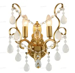 European Modern Crystal Wall Lamp Gold Sconce Wall Light For Living Room Bathroom Home Indoor Lighting Beside Bedroom Decoration LL