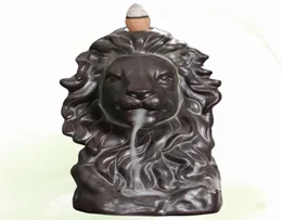 Keramik lejonhuvuden formar rökelse brännare backflow antikhållare aroma terapi figur hem te hus kontor dekoration doft7588814