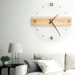 Wall Clocks Creative Nordic Clock Minimalist Wood Acrylic Glass Transparent Original Living Room Fancy Wandklok Home Decor
