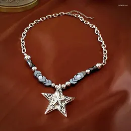 Ожерелья с подвесками, преувеличенная пятиконечная звезда, титановая стальная стрела, жемчужное ожерелье, европейский хип-хоп, свитер, ключицы, женские