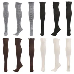 Sports Socks Compression Over Knee Thill High Stockings Black White Randiga Long Women Girls Lolita Cosplay Costumes Medias