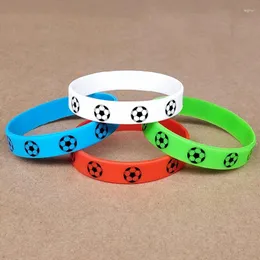 Pulseira de futebol de silicone para lembrancinha de festa, decoração de aniversário de futebol feliz, presentes infantis, brinquedos temáticos