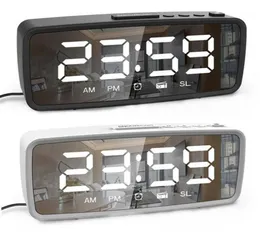 Altri orologi Accessori Radio FM Sveglia digitale LED Snooze 3 Impostazioni di luminosità 1224 ore USB Specchio per trucco elettronico 6251616
