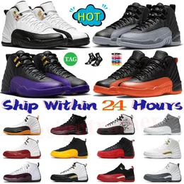 Nyheter ankomst 12s basketskor Wolf Grey Field Purple 12 Brilliant Orange Black Taxi Game Royal Black The Master Playoffs Stealth Womens Mens Sneakers Trainers