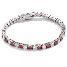 4mm 5mm 6,5 mm 16/17/18/19/20/21/22 cm godkänt test 925 Silver Mix Colors Clear Red Moissanite Diamond Armband för män Kvinnor Trevlig gåva