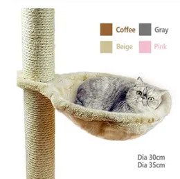 Tappetini Amaca per gatti morbida Installa su albero per gatti Cuccia per gatti appesa Peluche spesso 4 colori Grande capacità Diametro 30 cm / 35 cm Cuccia per animali MJ910