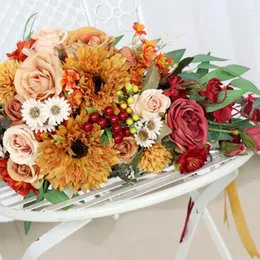 Flores decorativas H55A Madeiro de casamento de casamento de buquê de buquê de buquê à mão, formato artificial floral para celebração da igreja