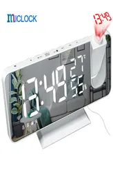 MICLOCK 3D -projektion Alarmklocka Radioklocka med USB -laddare 18cm stor spegel LED Display Alarm Clock Auto Dimmer9277199