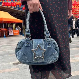 Sacos de cintura Rockmore Star Girl Y2K Vintage Denim Bolsa para Mulheres Grande Capacidade All-Match Ombro Estilo Americano Underarm Peito Bag