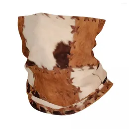 Sciarpe Patchwork Pelle bovina Rustico Arredamento occidentale Bandana Collo Ghetta Passamontagna Maschera Sciarpa Fascia calda Sport all'aria aperta Lavabile per adulti