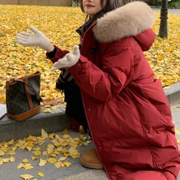 Parka da donna pulsante Decor con cappuccio cerniera spessa cappotti tuta sportiva moda inverno caldo collo in pelliccia sintetica lungo Parka giacche per donna 2021
