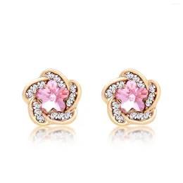 Stud Earrings ER-00187 Austrian Crystal Jewelery Allergy-free Designer Pink Plum Blossom Earings For Women 2023 Black Friday