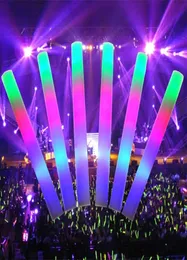 60Pcs LightUp Led Kleurrijke Foam Sticks Spons Glowsticks Batons Rally Rave Glow Wands Knipperlicht Stick Party juichen Levert 2205330099