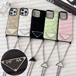 Luxury Phone Case Designer iPhone fodral för iPhone 15 Pro Max Cases Apple iPhone 14 Pro Max 13 12 15 Plus 14 Plus Case Pu Leather Brand Crossbody Big Triangle P Mobile Cover