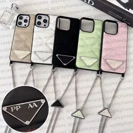 Capa de telefone de luxo Designer iPhone Case para iPhone 15 Pro Max Capas Apple iPhone 14 Pro Max 13 12 15 Plus 14 Plus Capa de couro PU Marca Crossbody Big Triangle P Mobile Cover