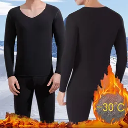 Men's Sleepwear Winter Men Thermal Underwear Long Sleeve Long Pants Sets High Elastic Slimming Thickened Clothe Soft Warm Solid Color Pajamas 231127