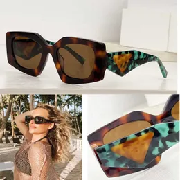 Womens Sunglasses Geometric Frame Classic Green Stone Pine Legs PR15Y Women Leisure Tourism Goggles Temple Triangle Sign