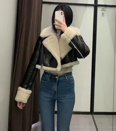 Women's Jackets 2023 Autumn And Winter Women's Fur Integrated Stitching Short Fleece Warm Casual Double-sided Coat