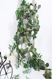 Decoratieve bloemenkransen ABFU65Foot kunstmatige eucalyptusslinger en 6 voet wilgenwijnstoktakken bladkoorddeur groen In5025896