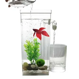 Serbatoi Acquario in plastica autopulente Acquario da tavolo Betta Acquario per decorazioni per la casa in ufficio Acquario SERBATOIO D'ACQUA Prodotti per animali domestici